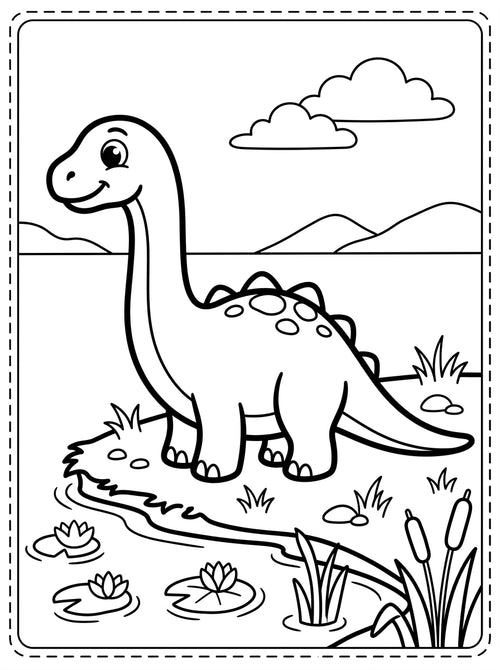 Cute Dinosaurs Coloring Book for Kids – Printable PDF